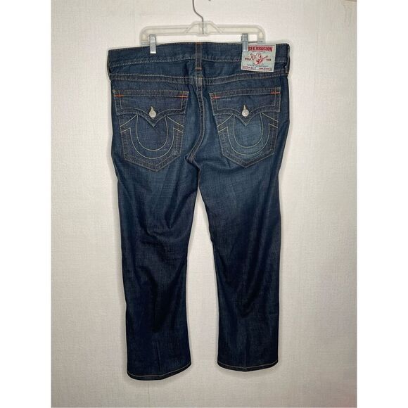 True Religion Billy  Seat 34 Jeans Size 38‎ Orange and Yellow Stitching EUC - Picture 11 of 13